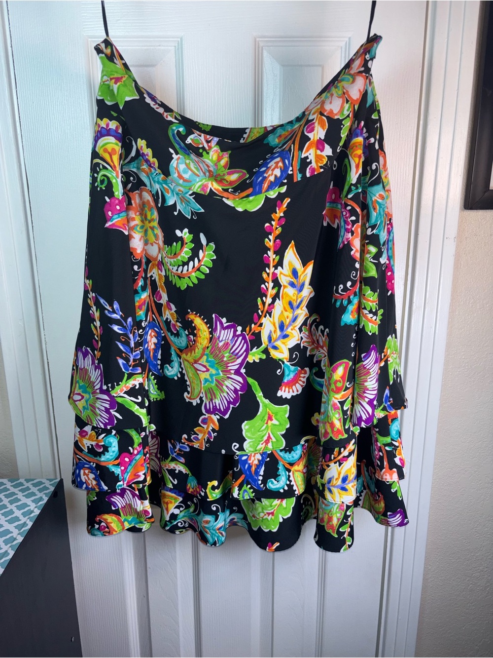 Lauren Ralph Lauren Black Multicolor Floral Print skirt size 16 - Picture 1 of 14